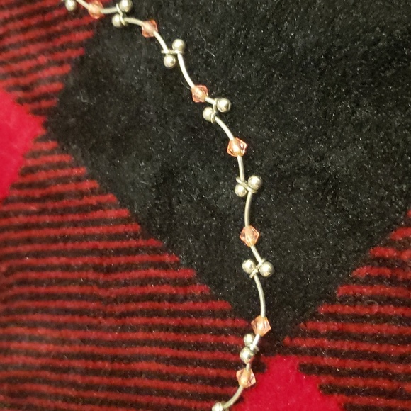 Vintage Silver Tone Choker With Pink Beads - Picture 7 of 8